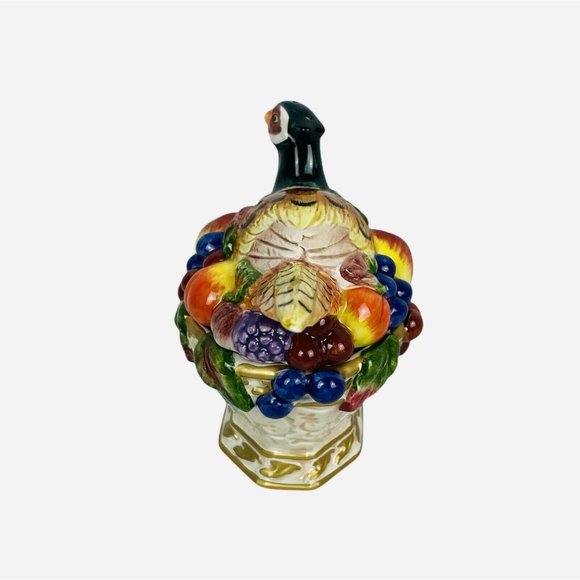 Vintage Fitz and Floyd Venezia Salt Pepper Set Pheasant Original Box Autumn Fall - Picture 6 of 9